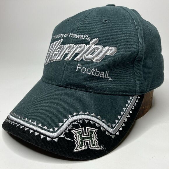 University of Hawaii Warrior Baseball Hat Cap Green Silver Strapback Embroidered - Picture 2 of 14